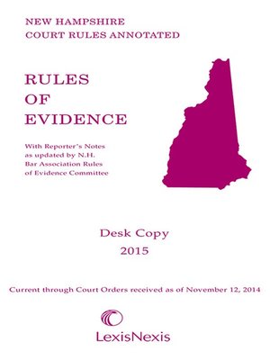 cover image of New Hampshire Rules of Evidence 2015 Desk Copy